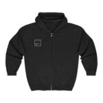 wanted drip zip hoodie — minimal square logo full zip hooded sweatshirt