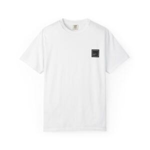 minimal square logo t shirt — small chest patch graphic tee
